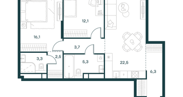 2-к. квартира, 71&nbsp;м²