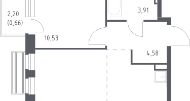 Студия, 38&nbsp;м²