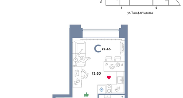 Студия, 22&nbsp;м²