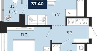 1-к. квартира, 35&nbsp;м²