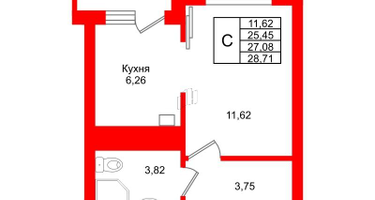 Студия, 27&nbsp;м²