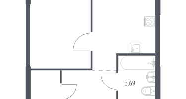 1-к. квартира, 34&nbsp;м²