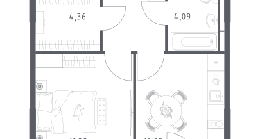 1-к. квартира, 36&nbsp;м²