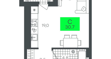 Студия, 30&nbsp;м²