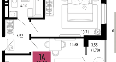 1-к. квартира, 39&nbsp;м²