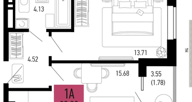 1-к. квартира, 39&nbsp;м²