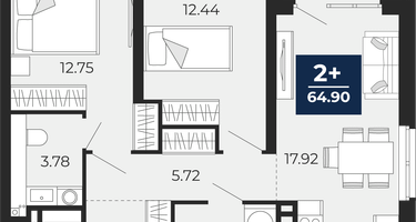2-к. квартира, 61 м²