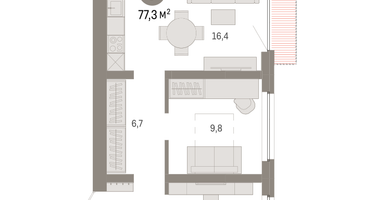 3-к. квартира, 77&nbsp;м²
