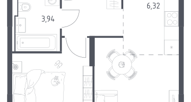 Студия, 37&nbsp;м²