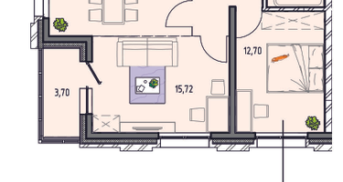 2-к. квартира, 68&nbsp;м²