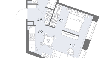1-к. квартира, 33 м²