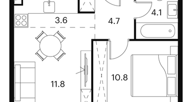 Студия, 35&nbsp;м²
