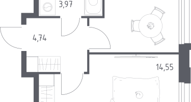 1-к. квартира, 33&nbsp;м²