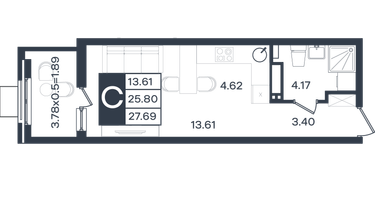 Студия, 27 м²