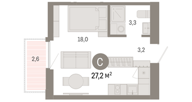 Студия, 27&nbsp;м²