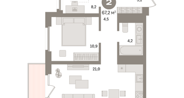 2-к. квартира, 67&nbsp;м²