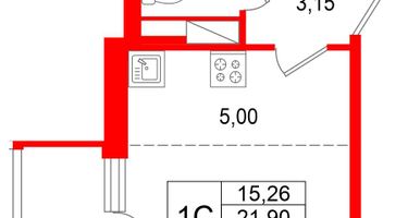Студия, 21&nbsp;м²