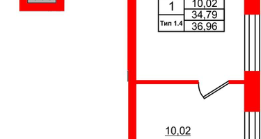 1-к. квартира, 34 м²