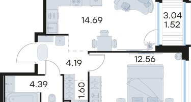 1-к. квартира, 38&nbsp;м²