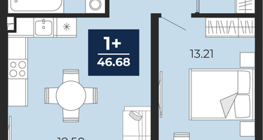 1-к. квартира, 44 м²