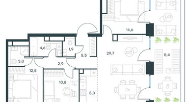 4-к. квартира, 99 м²