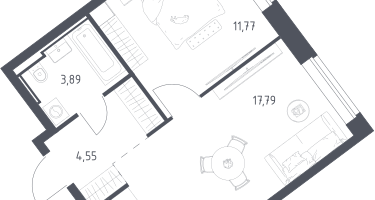 1-к. квартира, 38&nbsp;м²