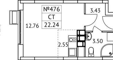 Студия, 22&nbsp;м²