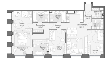 5-к. квартира, 148&nbsp;м²