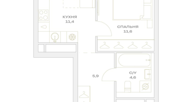 1-к. квартира, 33&nbsp;м²
