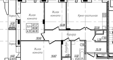 3-к. квартира, 99 м²