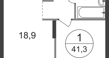 1-к. квартира, 41 м²