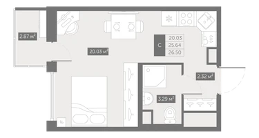 Студия, 26&nbsp;м²