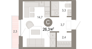 Студия, 26&nbsp;м²