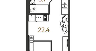 Студия, 26 м²