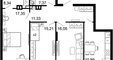 3-к. квартира, 89&nbsp;м²