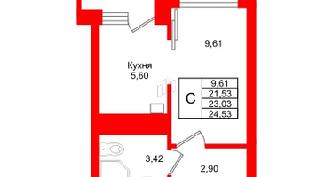 Студия, 23 м²
