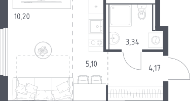Студия, 22&nbsp;м²