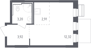Студия, 22&nbsp;м²