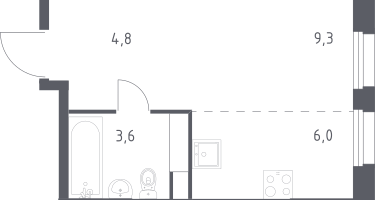 Студия, 23&nbsp;м²