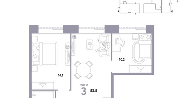 3-к. квартира, 53 м²