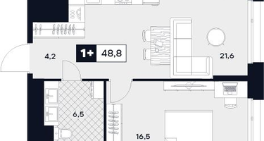 1-к. квартира, 48&nbsp;м²