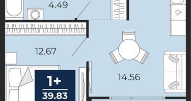 1-к. квартира, 39&nbsp;м²