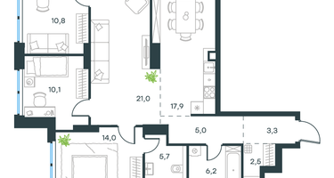 4-к. квартира, 96&nbsp;м²