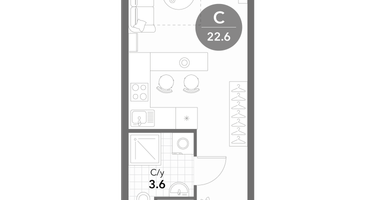 Студия, 22 м²