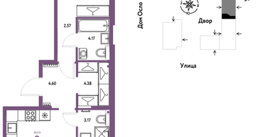 3-к. квартира, 63 м²