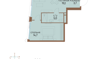 1-к. квартира, 42&nbsp;м²