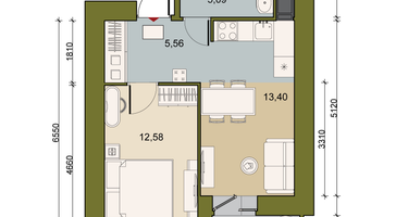 1-к. квартира, 38&nbsp;м²