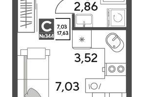 Студия, 17&nbsp;м²