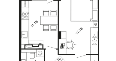 1-к. квартира, 44&nbsp;м²