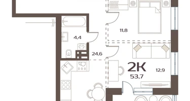 2-к. квартира, 53 м²